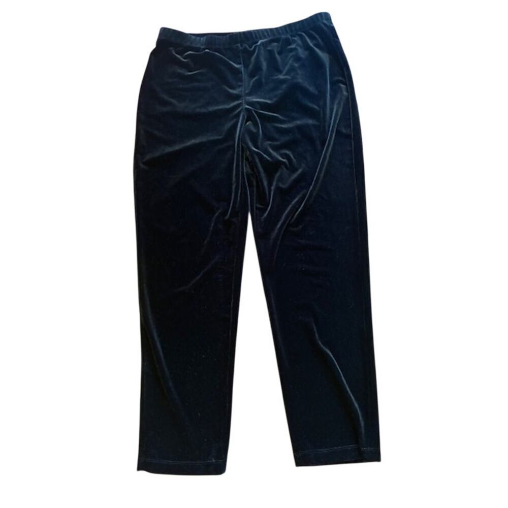 Chico's Travelers‎ Collection Black Velvet Slim Pants Chico Size 2 (Large)